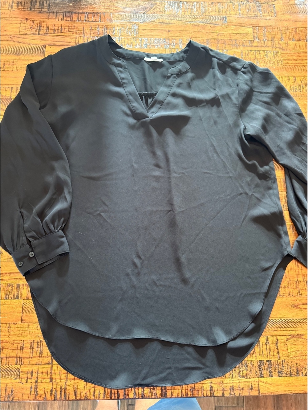 Maurices Black Long Sleeve V-Neck Blouse XL